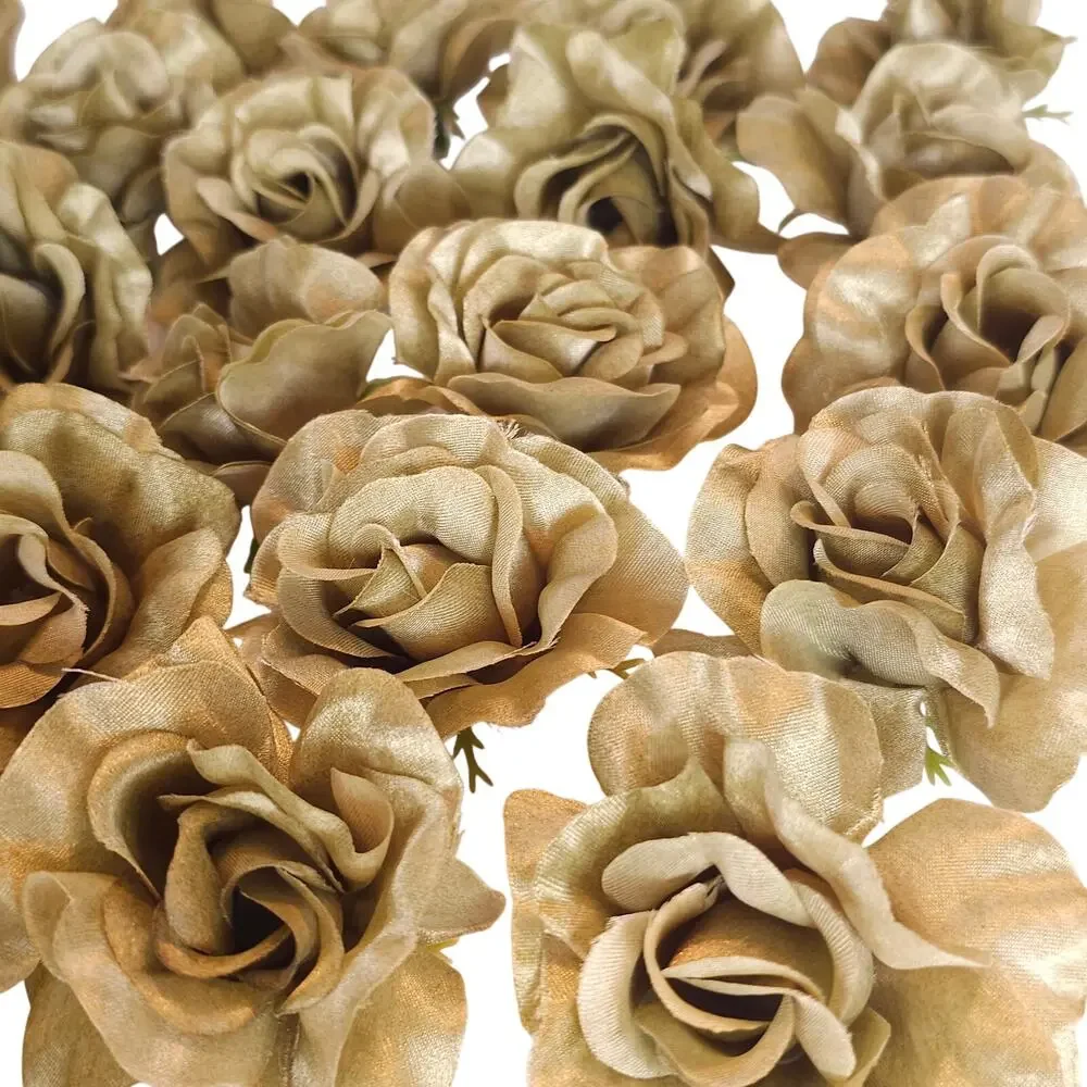 105 Moss Olive Green Satin Rose Heads Lot Open Roses Buds Stemless Wedding Craft